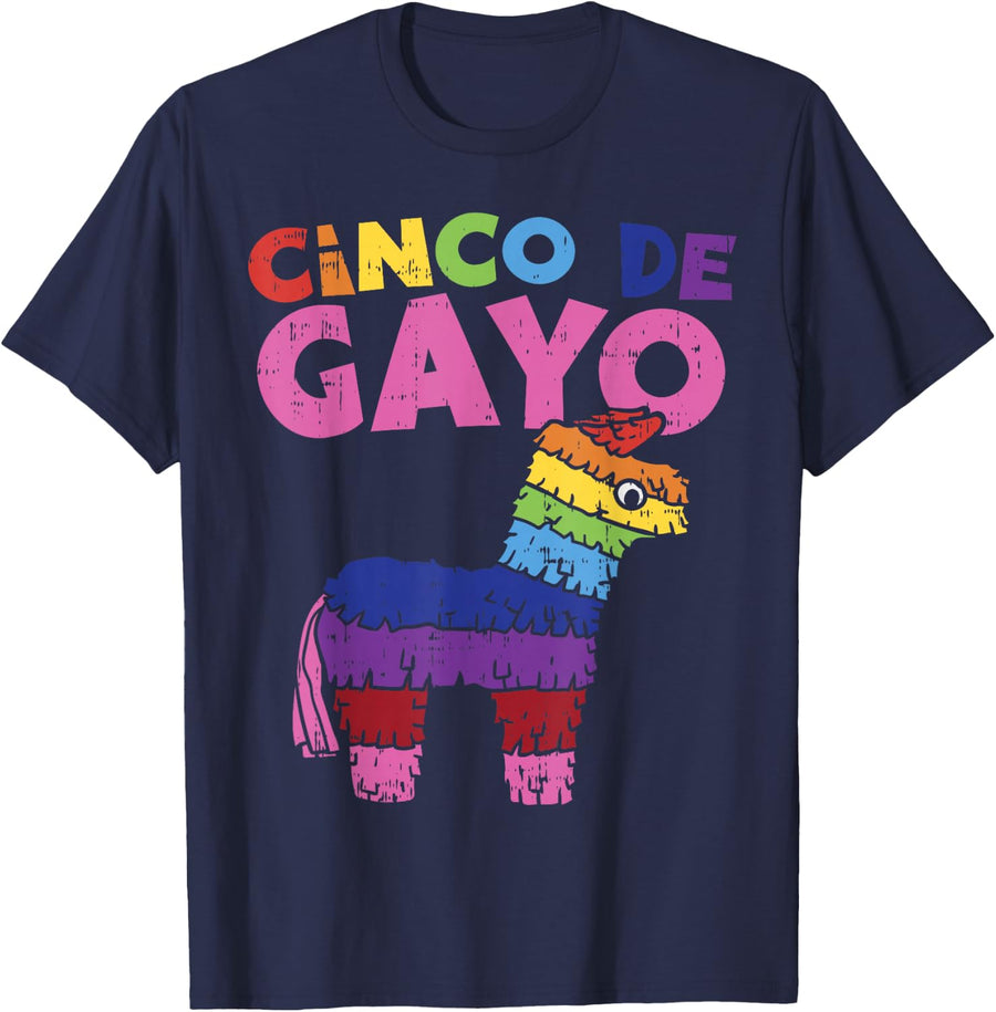 Funny Cinco De Gayo Mayo LGBT Pinata Gay Pride Funny T-Shirt - Navy Blue