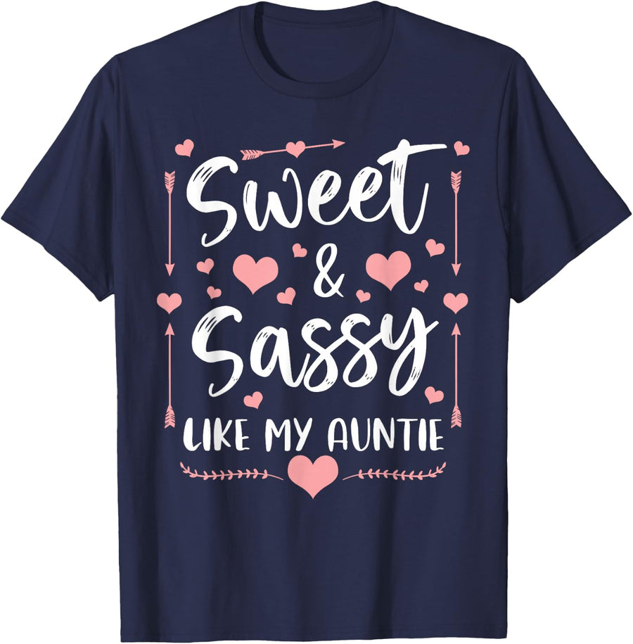 Sweet And Sassy Like My Auntie Matching Aunt Niece T-Shirt - Navy Blue