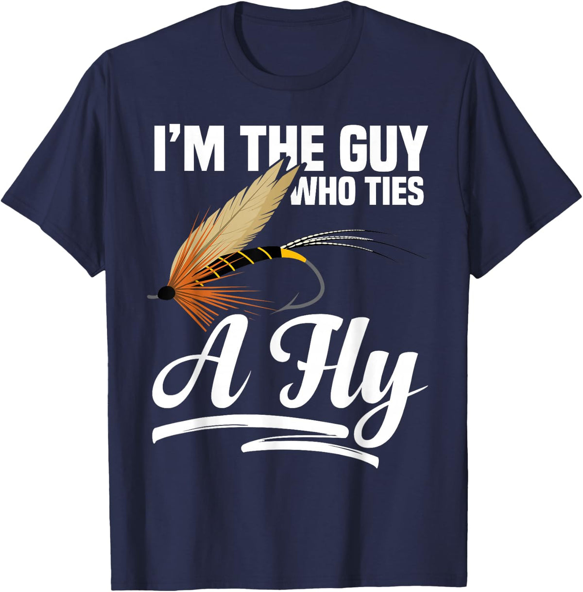 Fly Tying Tools Fly Tying Tinsel Fly Fishing Fly Tyer T-Shirt - Navy Blue