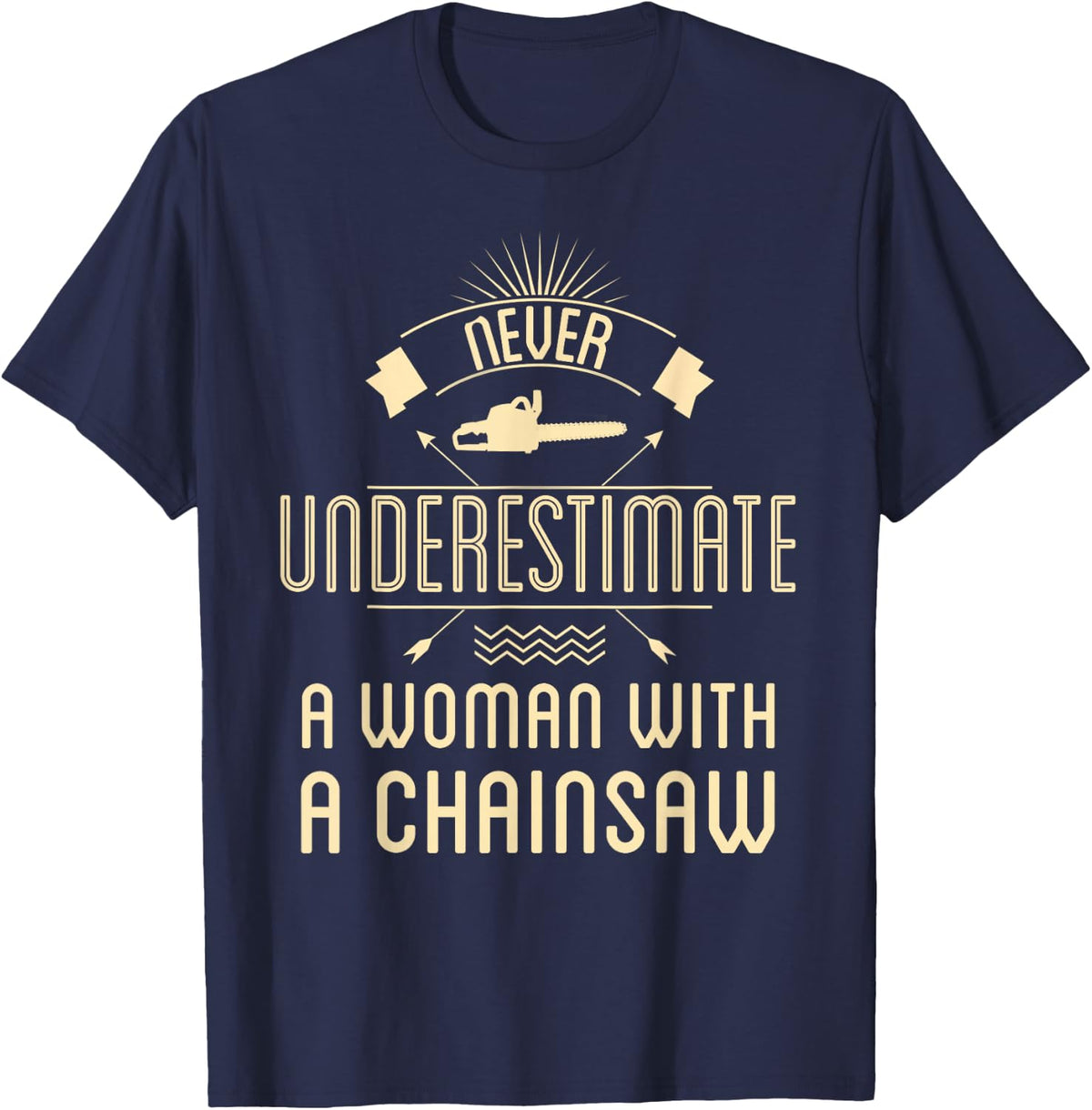 Female Arborist Women Chainsaw Girl Tree Trimmer Service T-Shirt - Navy Blue