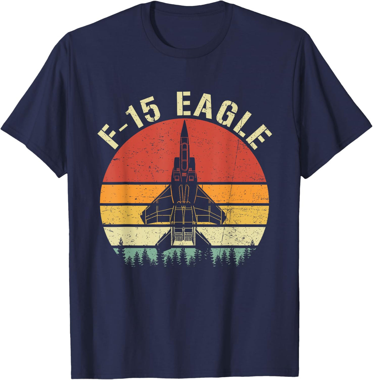 F-15 Eagle US Fighter Jet Retro Vintage Military Airplanes T-Shirt - Navy Blue