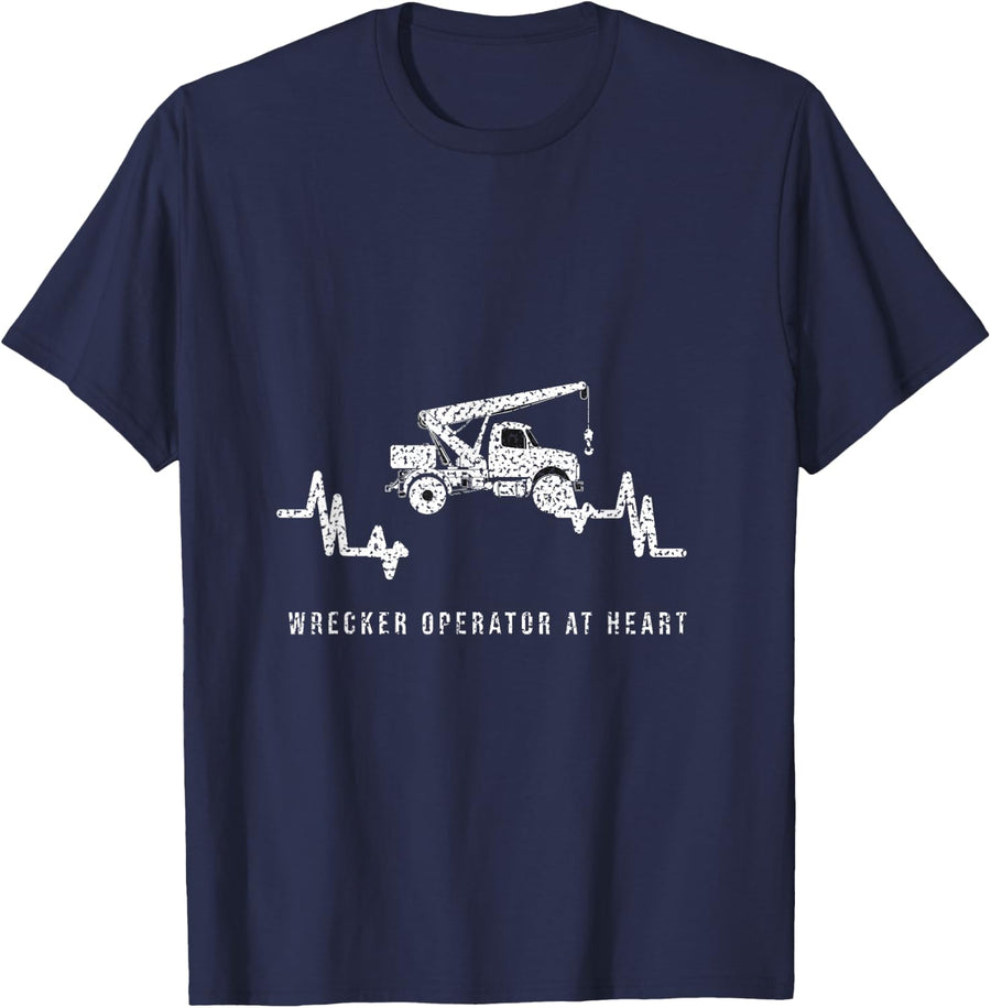 Tow Truck Driver - Wrecker Operator At Heart - Towing Humor T-Shirt - Navy Blue