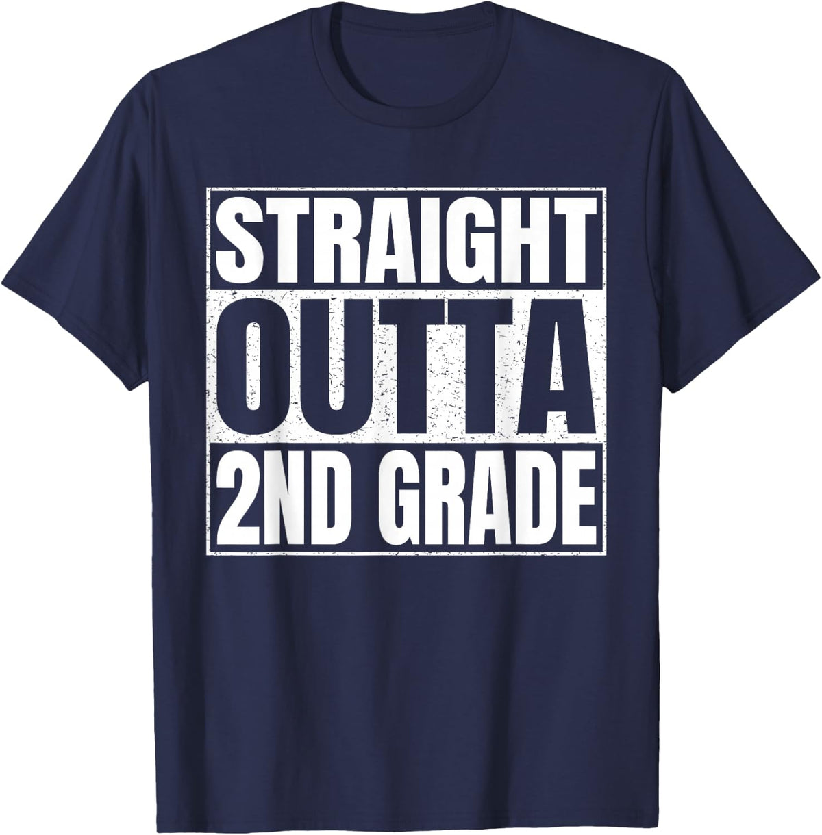 Straight Outta 2nd Grade Class 2026 Second Grade Graduation T-Shirt - Navy Blue