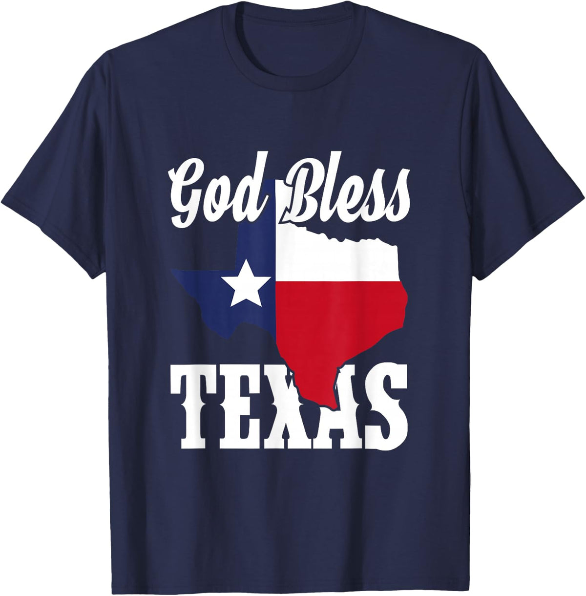 Texas Flag Patriotic Texan United States God Bless Texas T-Shirt - Navy Blue
