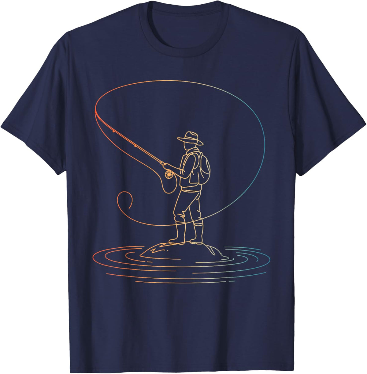Fly Fishing Art for Men Women Trout Fisherman Fly Fishing T-Shirt - Navy Blue