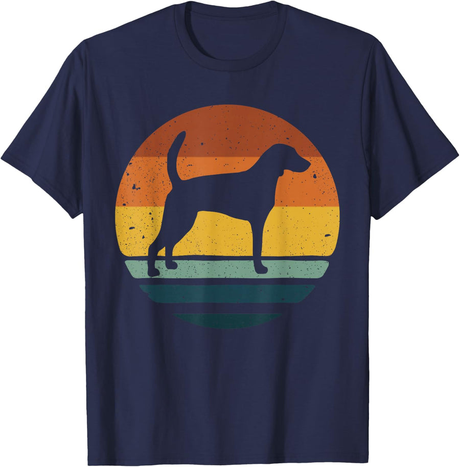 American Foxhound Vintage Retro Dog T-Shirt Tee Gift For Dog Lovers - Navy Blue