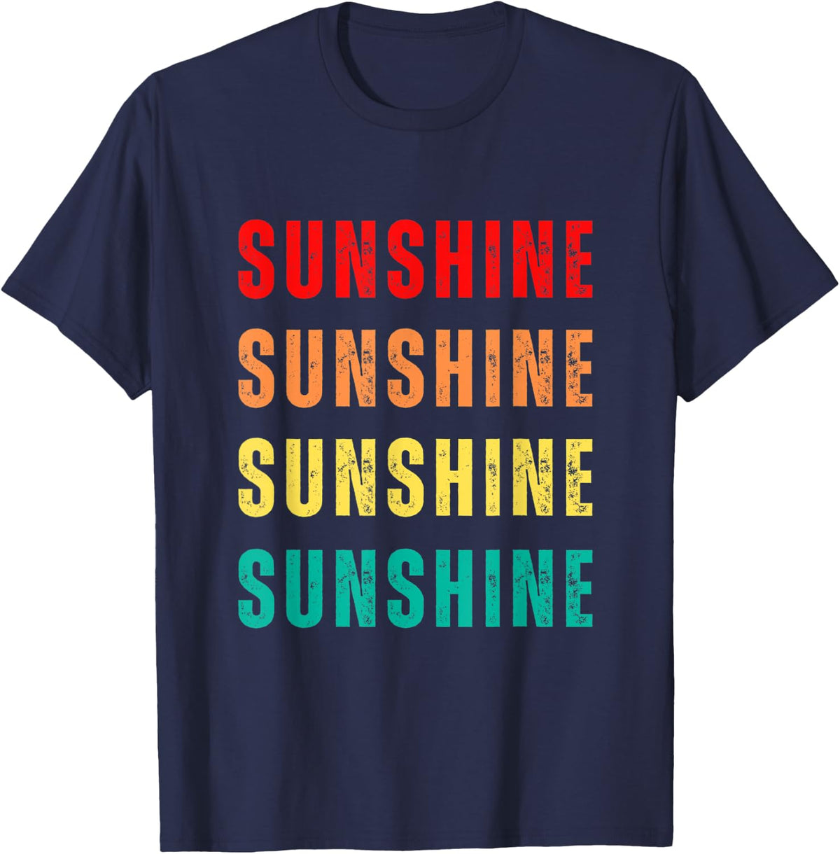 Sunshine Summer Vacation Retro Sunset T-Shirt - Navy Blue