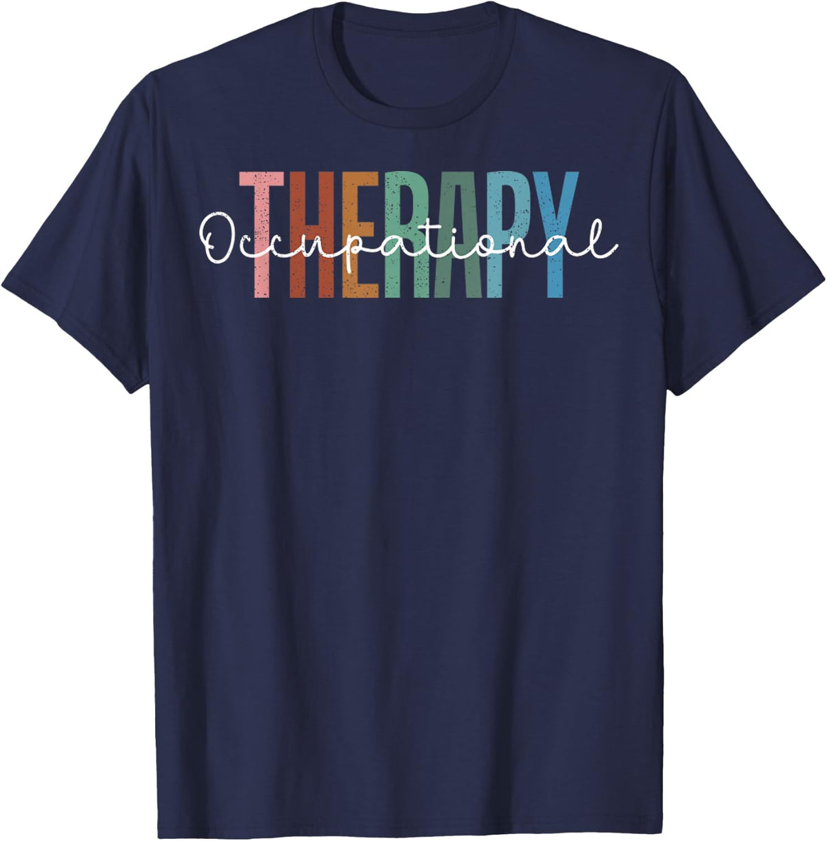 Vintage Retro Occupational Therapy Design T-Shirt - Navy Blue
