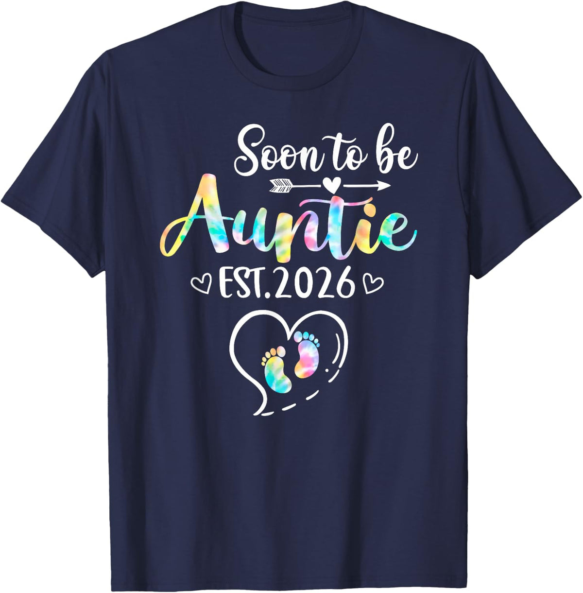 Soon To Be Aunt Est 2026 T-Shirt Tee For New Aunt Announcement Shirts For Women - Navy Blue