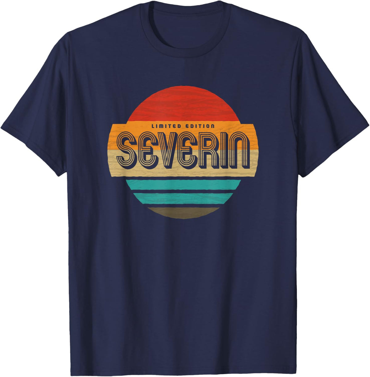 Severin Name Retro Vintage Sunset Limited Edition T-Shirt - Navy Blue
