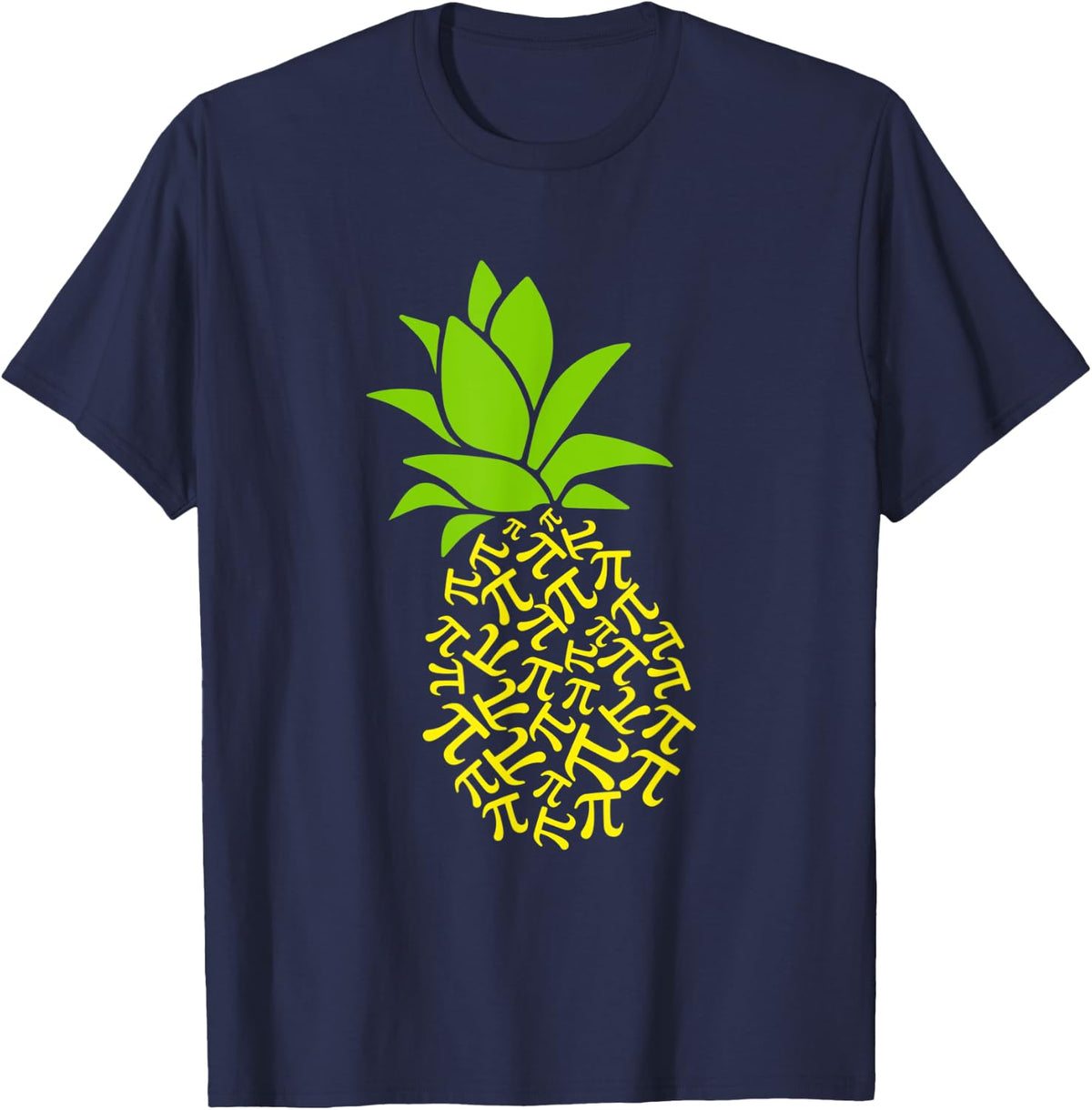 Pi Day Pineapple Math Lover Teacher 3.14 Symbol Mathematics T-Shirt - Navy Blue