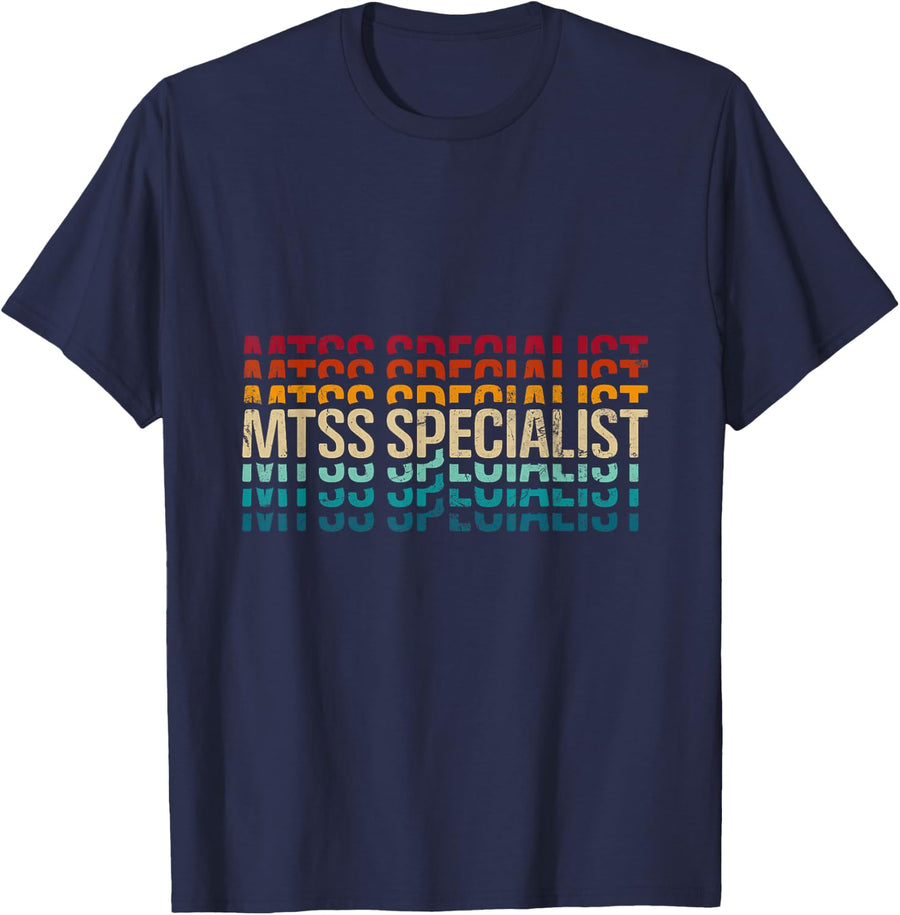 MTSS Specialist School Counselor School Psychologist Vintage T-Shirt - Navy Blue