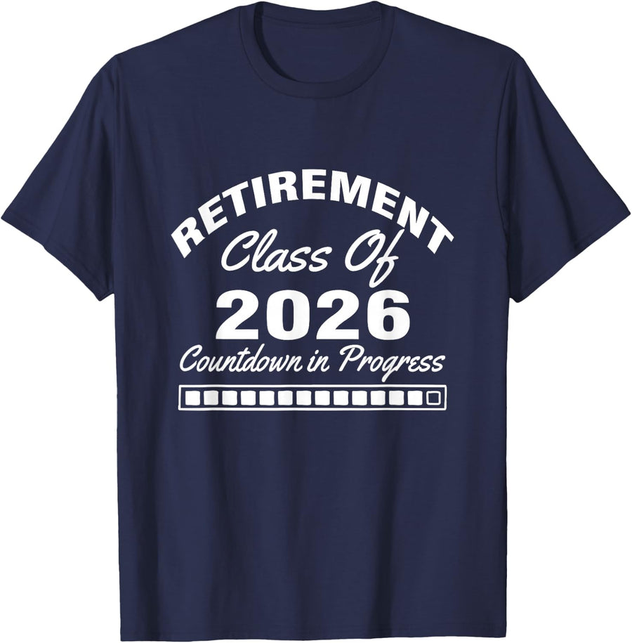 Retired Teacher Class of 2026, Happy Retirement Countdown T-Shirt - Navy Blue