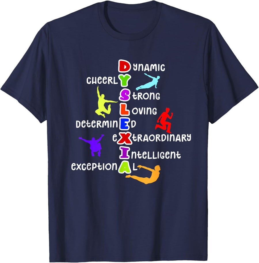 Dyslexia Awareness with Meaning - Cute Dyslexia T-Shirt - Navy Blue