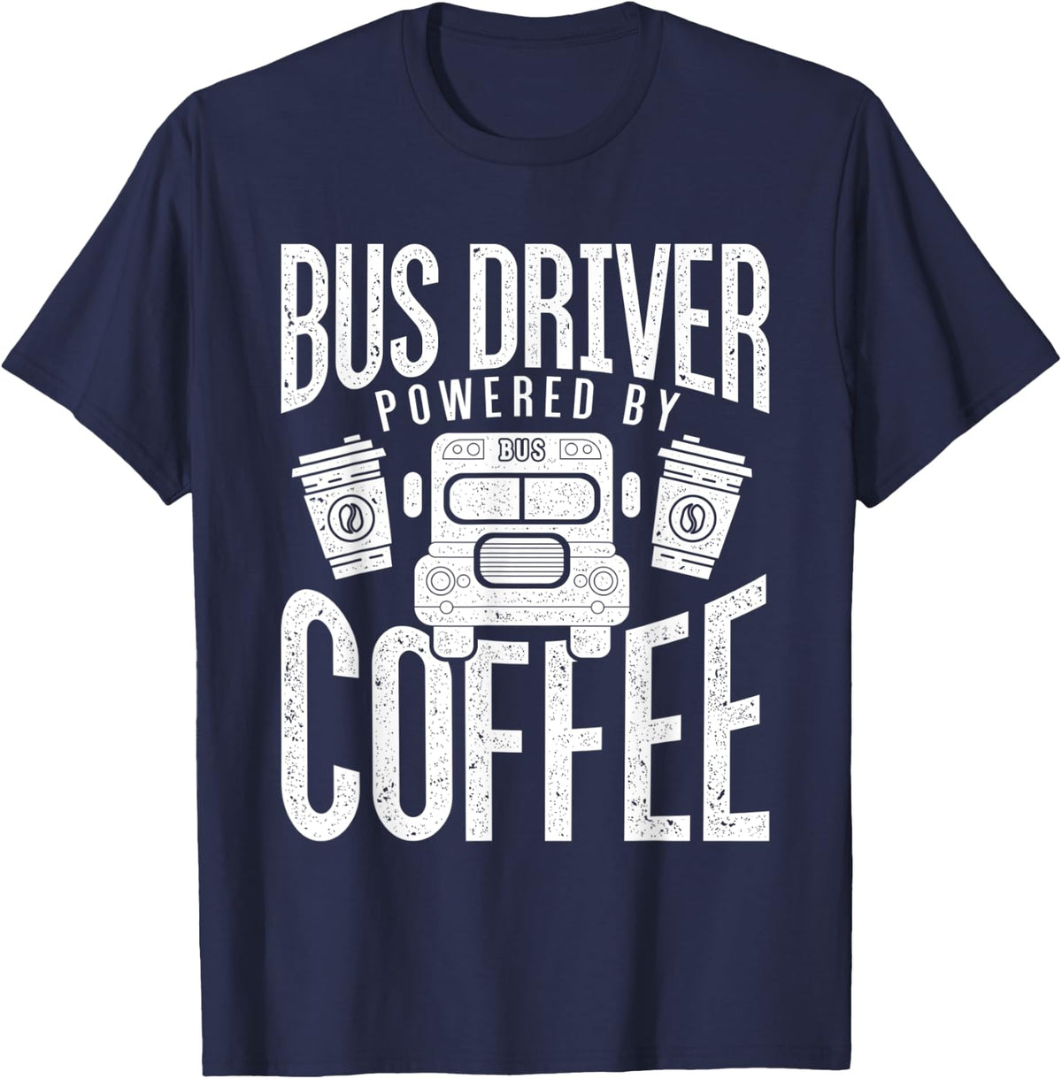 Funny Bus Drivers Need Coffee School Bus Design T-Shirt - Navy Blue