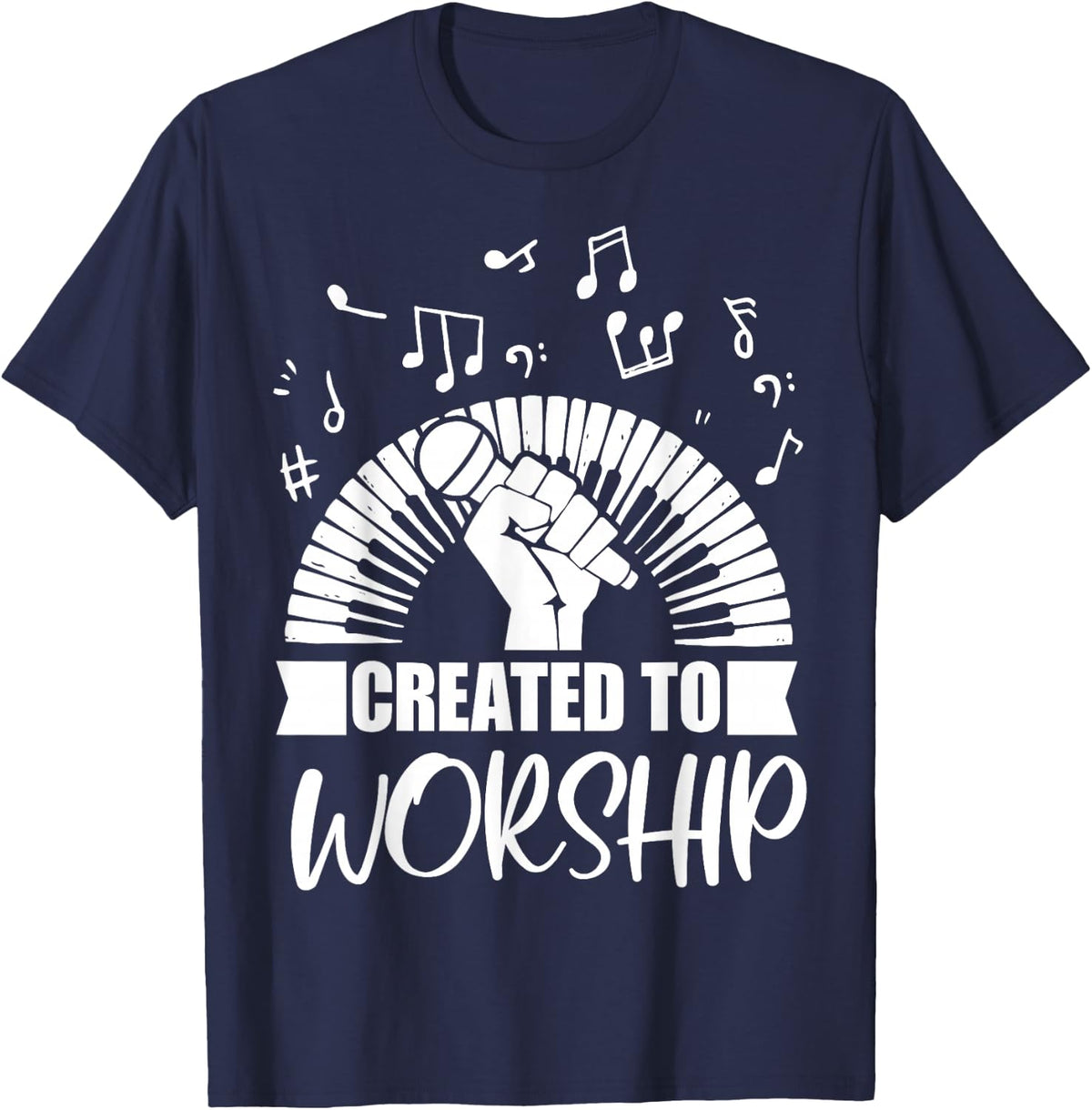 Christian Piano Player Created To Worship Gift For Pianist T-Shirt - Navy Blue
