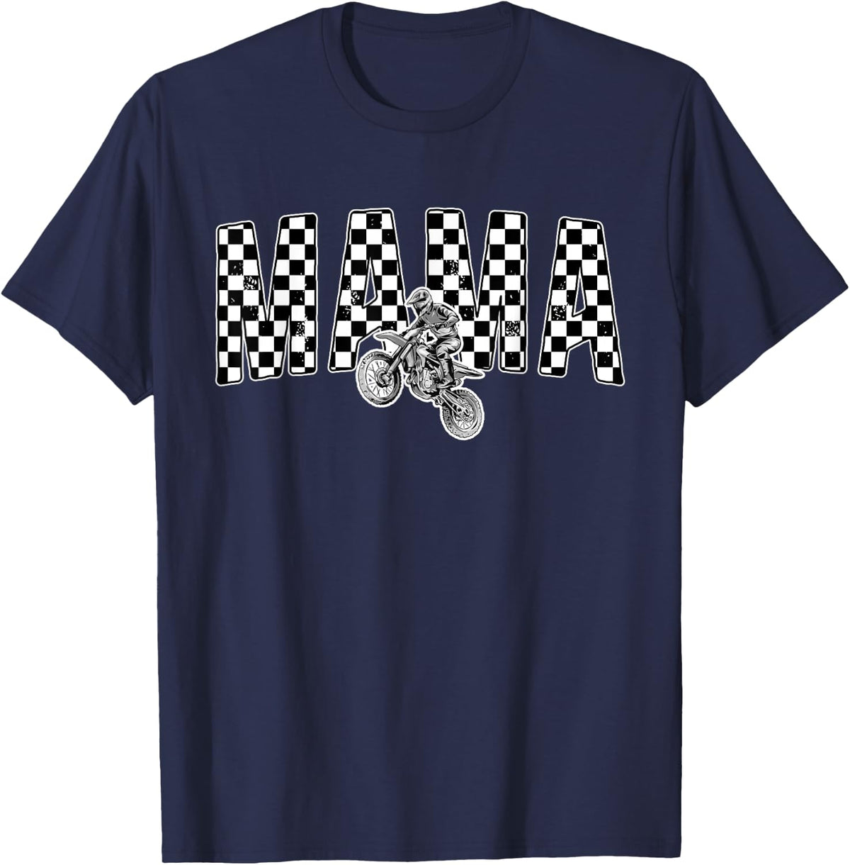 Mama of A Dirt Biker Mom Dirt Bike Mom Dirt Bike Mother T-Shirt - Navy Blue