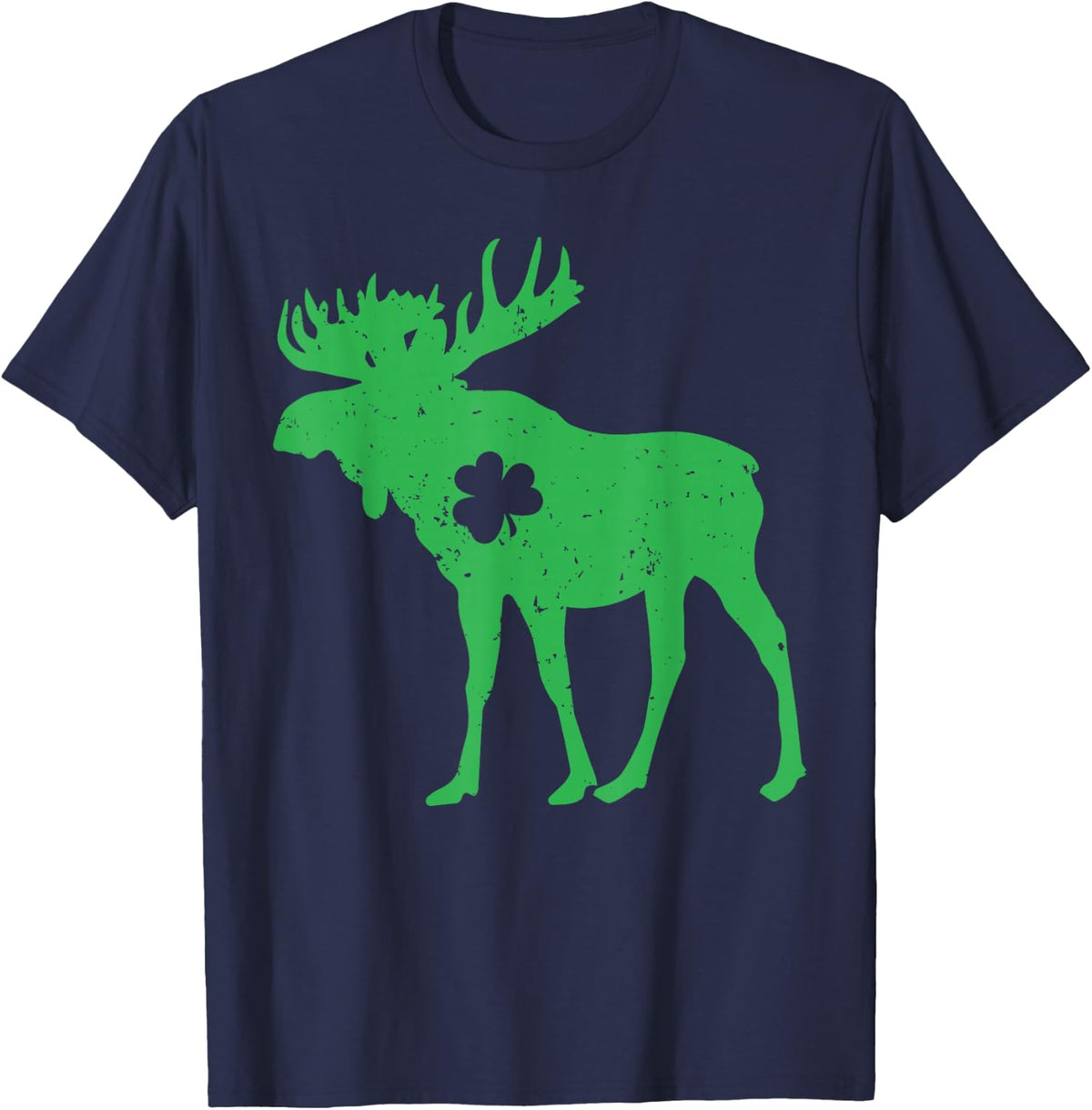 Moose Lover Irish Shamrock Moose St. Patrick's Day T-Shirt - Navy Blue