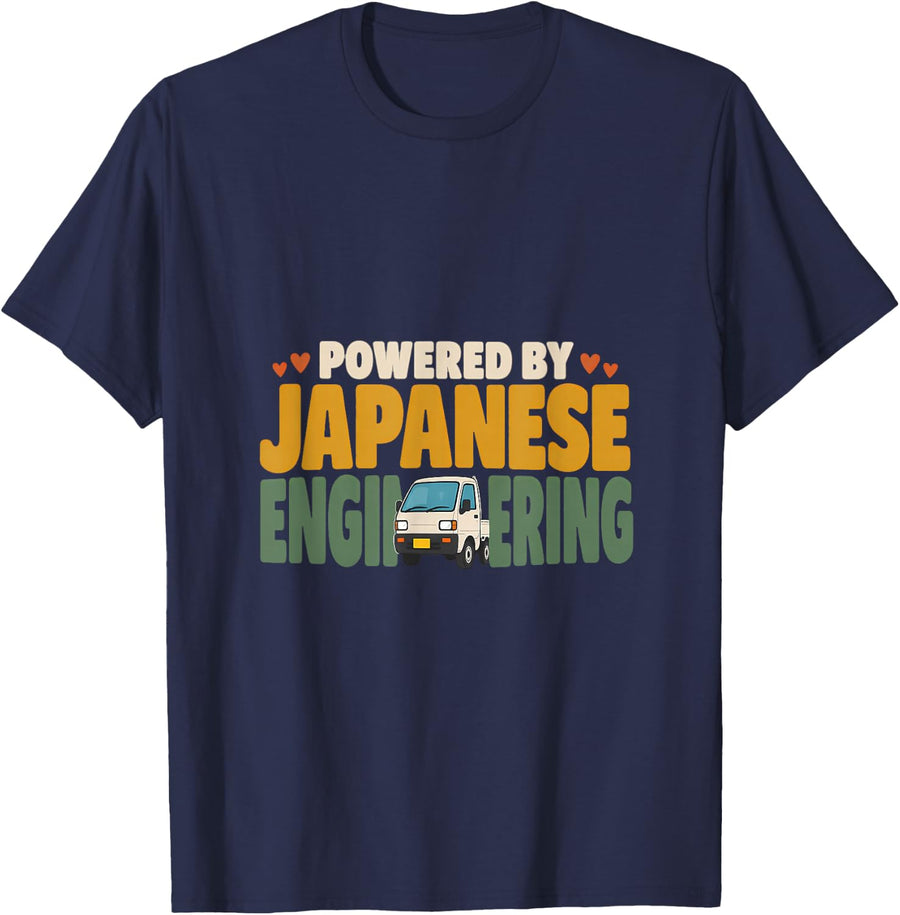 Powered by Japanese Engineering Kei Truck Driver Mini Truck T-Shirt - Navy Blue