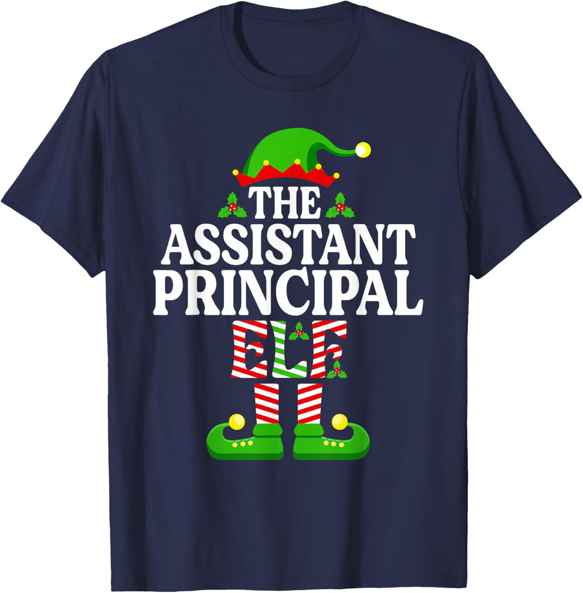 The Assistant Principal Elf Shirt Christmas Family Matching T-Shirt - Navy Blue