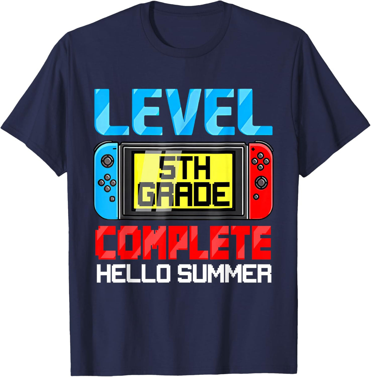 5th Grade Level Complete Gamer Class Of 2023 Graduation Gift T-Shirt - Navy Blue