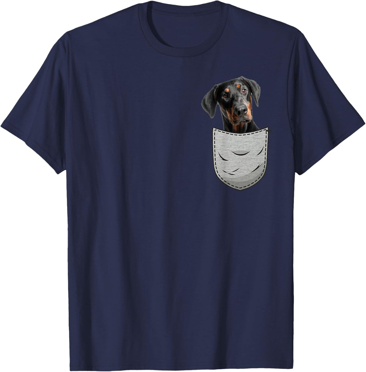 Dobie Dobermann Pinscher Pocket Lovers Chest Bag T-Shirt - Navy Blue