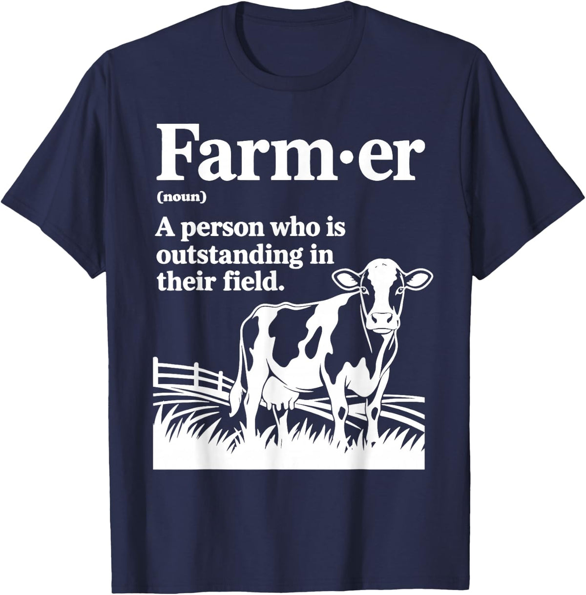 Funny Farmer Cow Farming Agriculture T-Shirt - Navy Blue