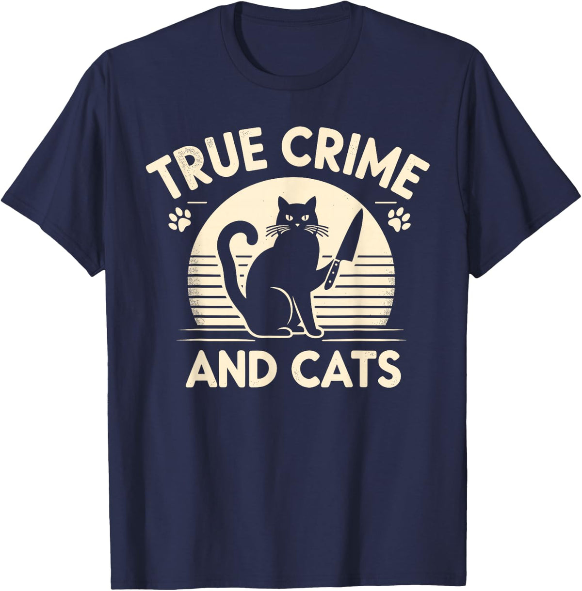 True Crime And Cats T-Shirt - Navy Blue