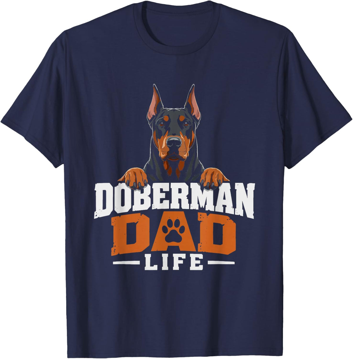 Doberman Dad Retro Sunset Landscape Pinscher Breed Keeper T-Shirt - Navy Blue