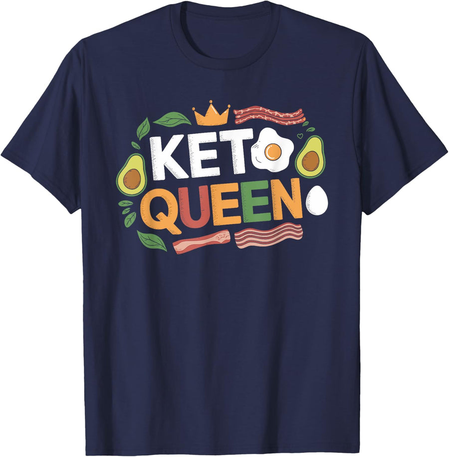 Ketosis Keto Diet Keto Queen, Low Carb Ketogenic Ketones T-Shirt - Navy Blue