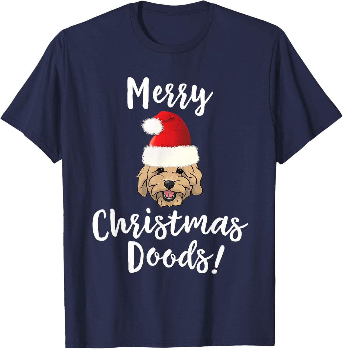 Merry Christmas Goldendoodle Funny Dog T-Shirt - Navy Blue