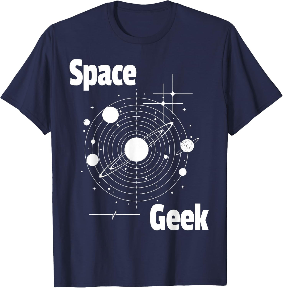Space Geek Solar System Astronomy Planet Science STEM T-Shirt - Navy Blue
