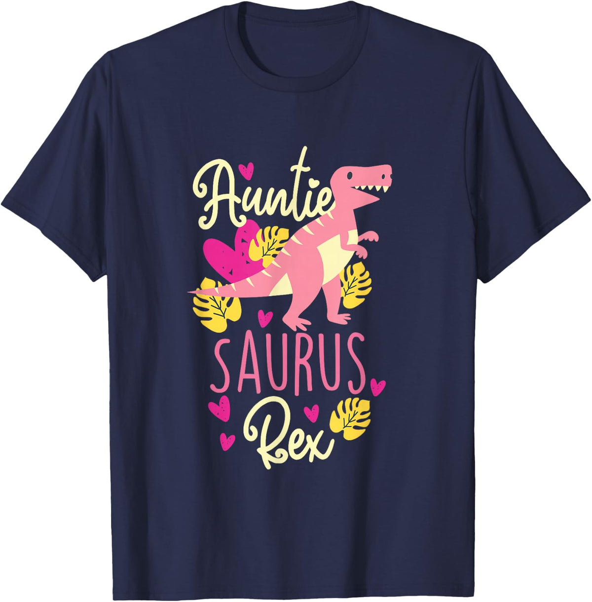 Auntie Saurus Rex Dinosaur Auntiesaurus Tees T Shirts For Women Men - Navy Blue