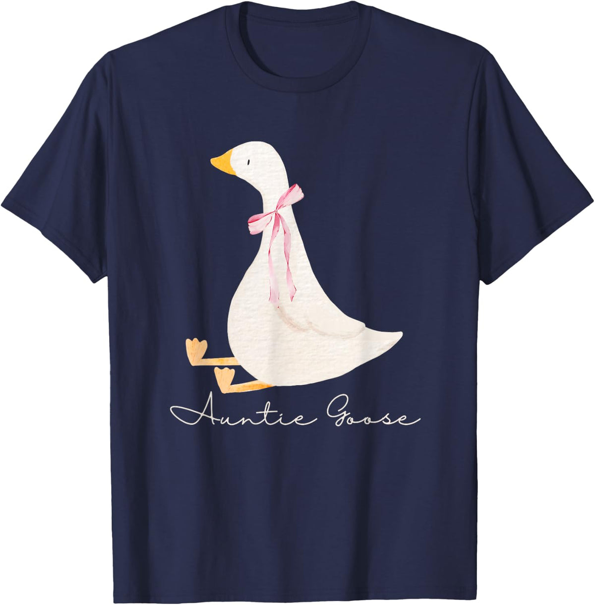 Auntie Goose Funny Cute Silly Goose Aunt Tees T-Shirts - Navy Blue