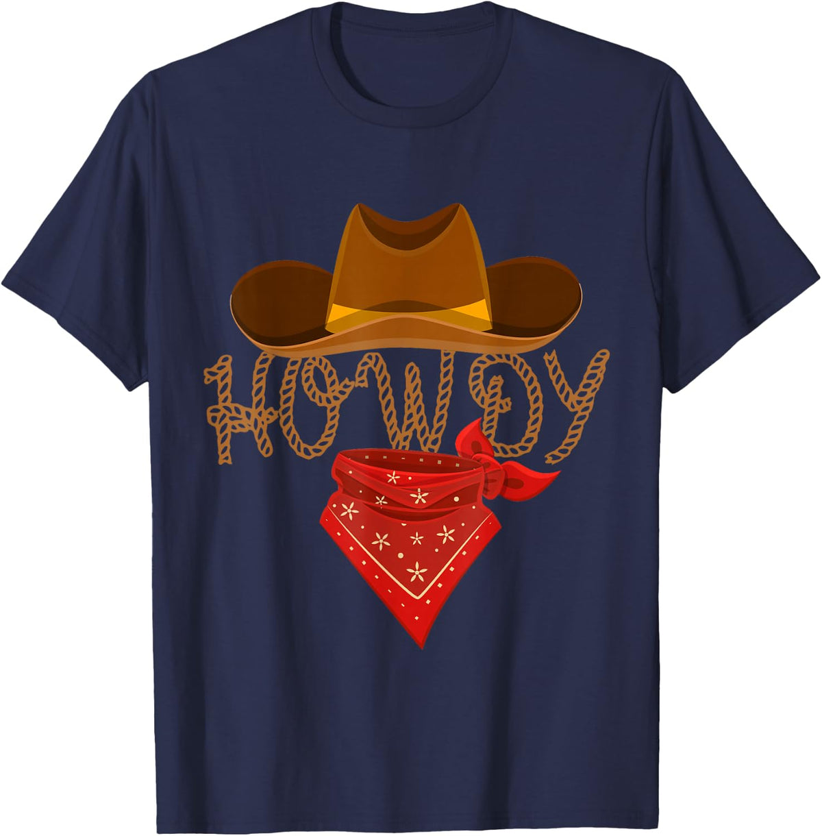 Distressed Howdy Cowboy T-Shirt - Navy Blue