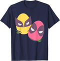 Marvel Deadpool & Wolverine Pastel Spring Easter Eggs T-Shirt - Navy Blue
