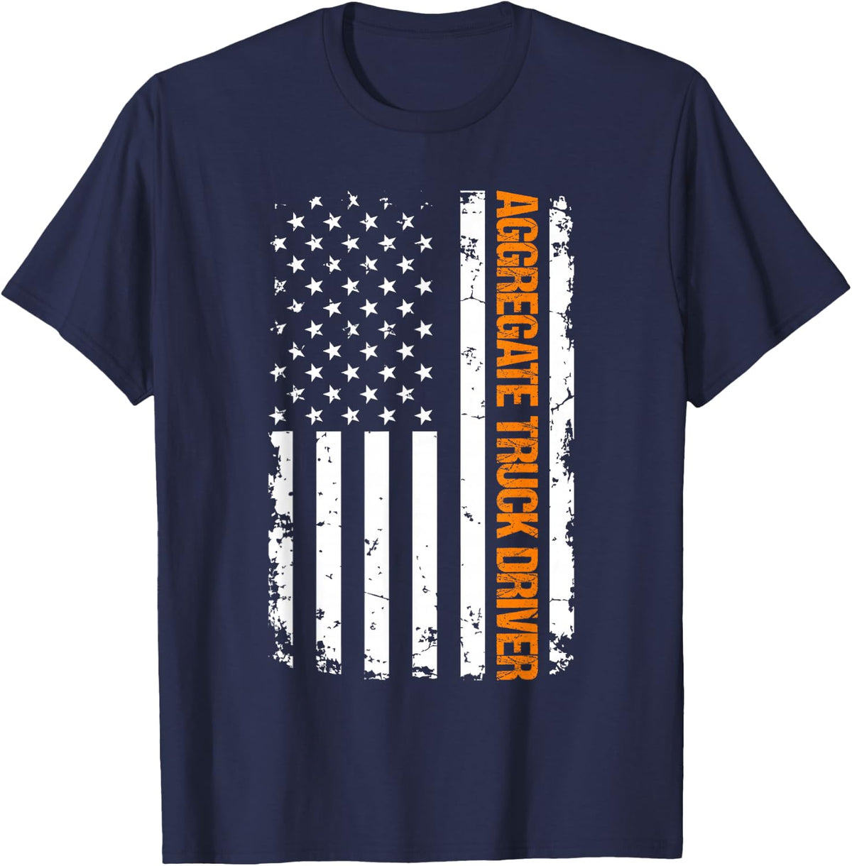 Aggregate Truck Driver USA Flag T-Shirt - Navy Blue