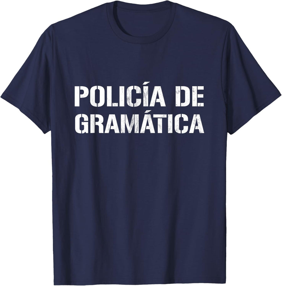 Grammar Police Spanish Policia De Gramatica T Shirt T-Shirt - Navy Blue