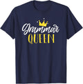 grammar queen funny teacher school friendly T-Shirt - Navy Blue