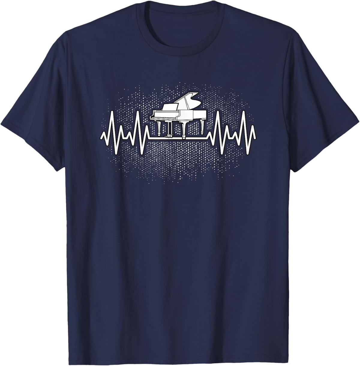 Funny Vintage Piano Heartbeat Pianist Men T-Shirt - Navy Blue