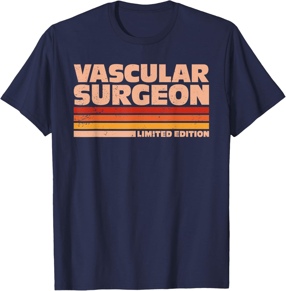 Vascular Surgeon Retro Sunrise T-Shirt - Navy Blue