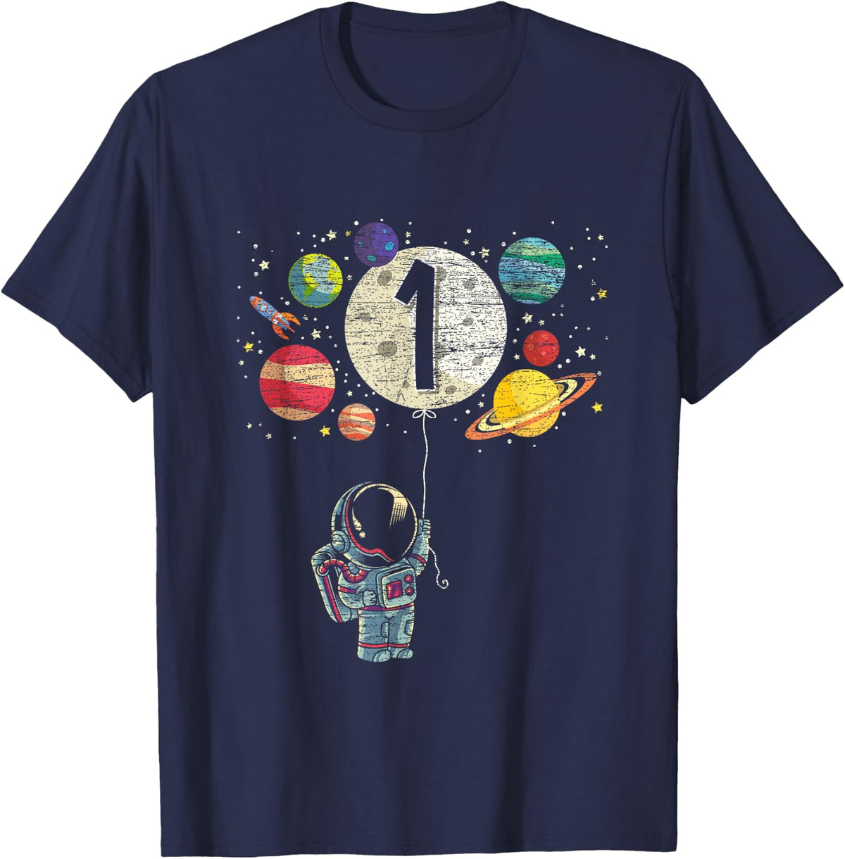 1 Years Old Birthday Boy Gifts Astronaut 1st Birthday Tee T-Shirt - Navy Blue