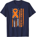 Leukemia Survivor T-Shirt - Bold Orange Ribbon Shirt T-Shirt - Navy Blue