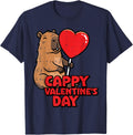 Cappy Valentines Day Capybara Cute Rodent Women Men Kids T-Shirt - Navy Blue