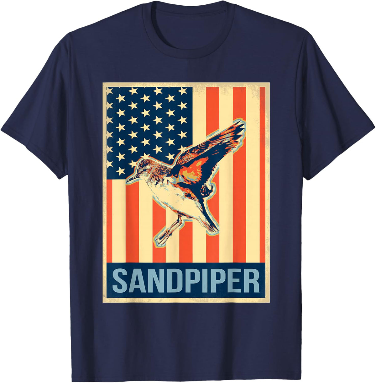 Vintage US Flag Sandpiper Shirt T-Shirt - Navy Blue