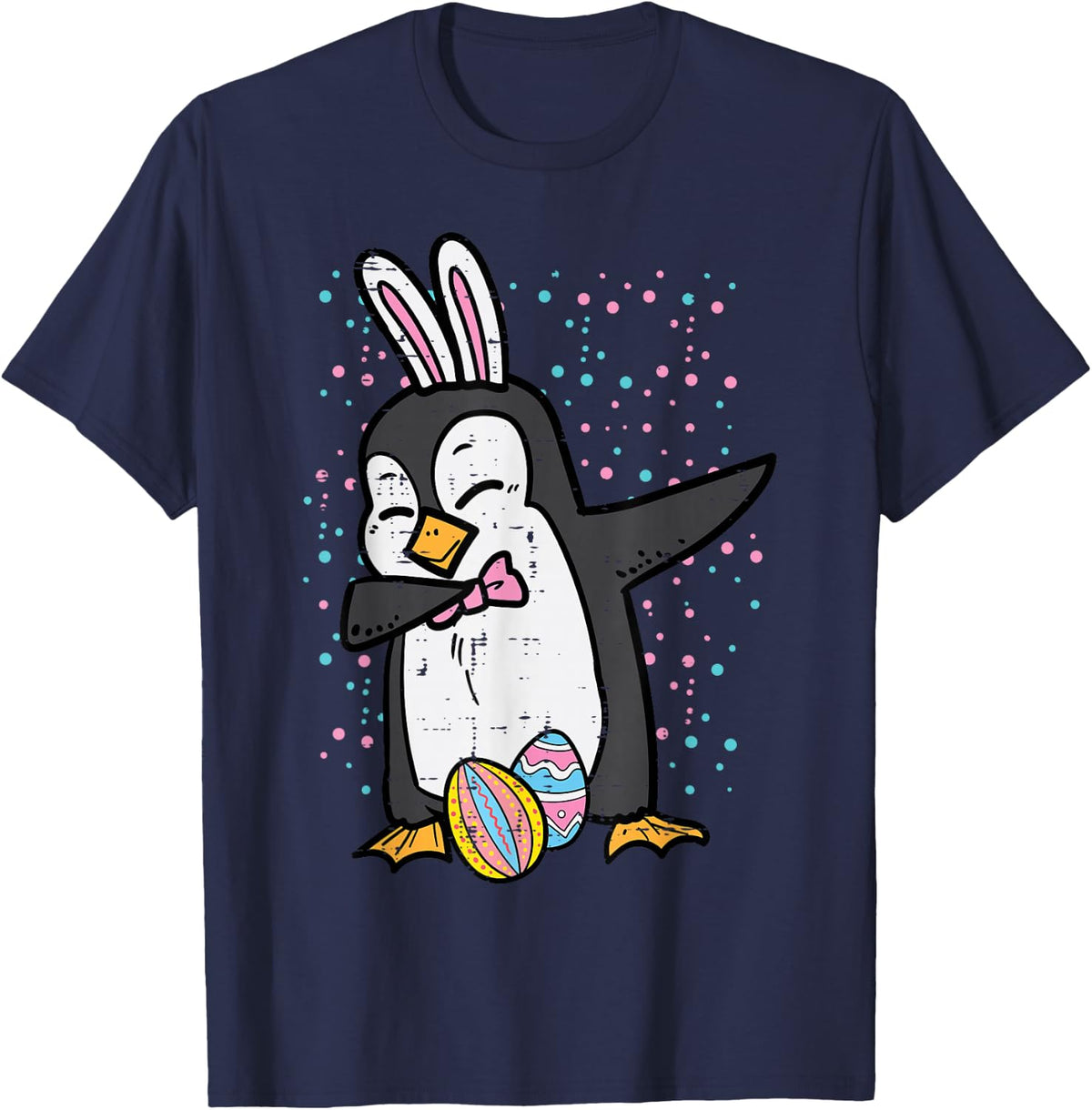 Easter Bunny Penguin Dab Funny Dance Girls Boys Kids Toddler T-Shirt - Navy Blue