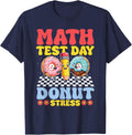 Math Test Day Motivation Donut Stress Math Testing Teacher T-Shirt - Navy Blue