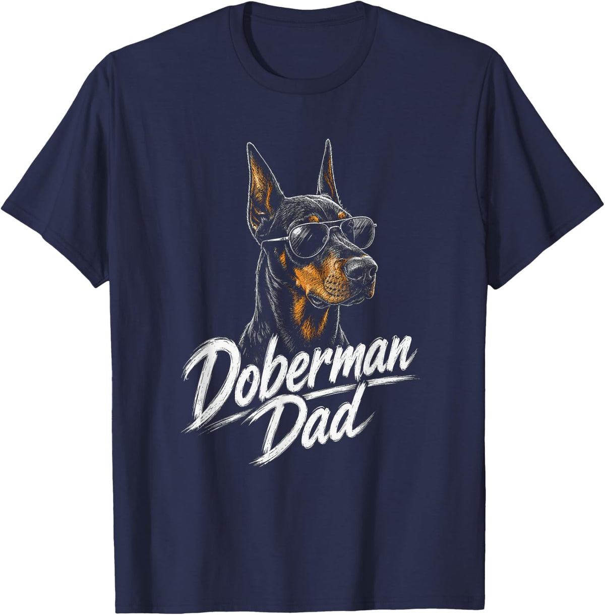 Doberman Pinscher Dad Artwork Design T-Shirt - Navy Blue