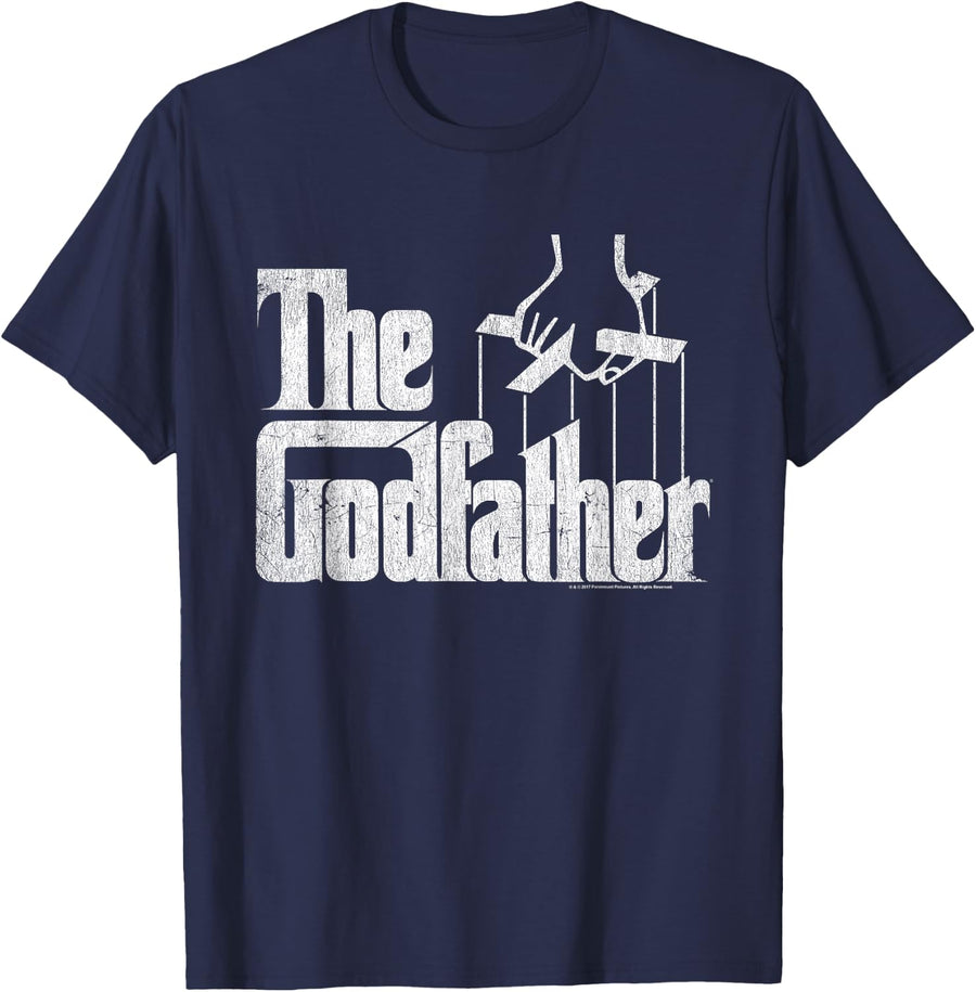 The Godfather T-Shirt - Black, Small, Unisex-Adults, Short Sleeve, Crew Neck, Regular Fit, Classic, Themed-T-Shirts - Navy