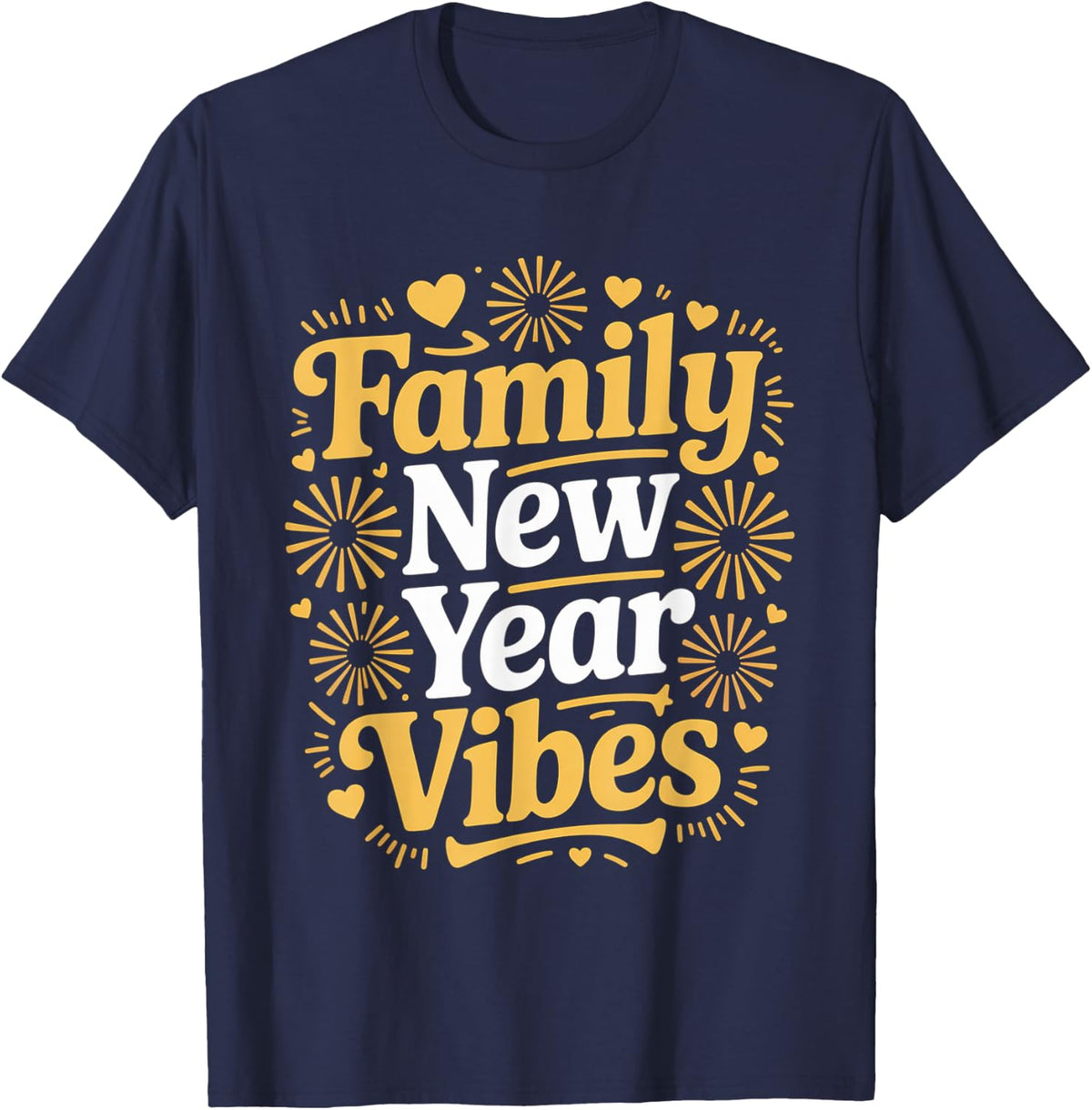 Family New Year 2026 Matching Party Crew T-Shirt - Navy Blue